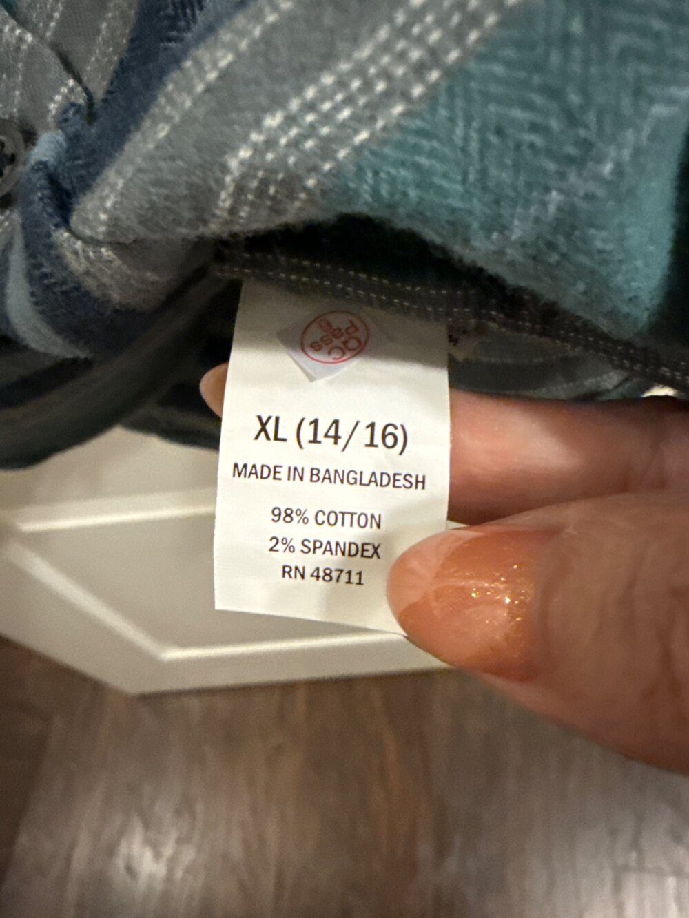 NEW with tags, Colorful Planet Plaid Flannel Shirt Teal Blue Gray XL 14 16 - Picture 5 of 7
